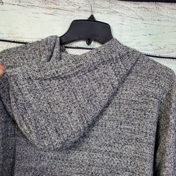 American Eagle Hoodie Sweater M Gray Soft Knit Long Sleeve Drawstring Cowl Neck - Picture 4 of 7